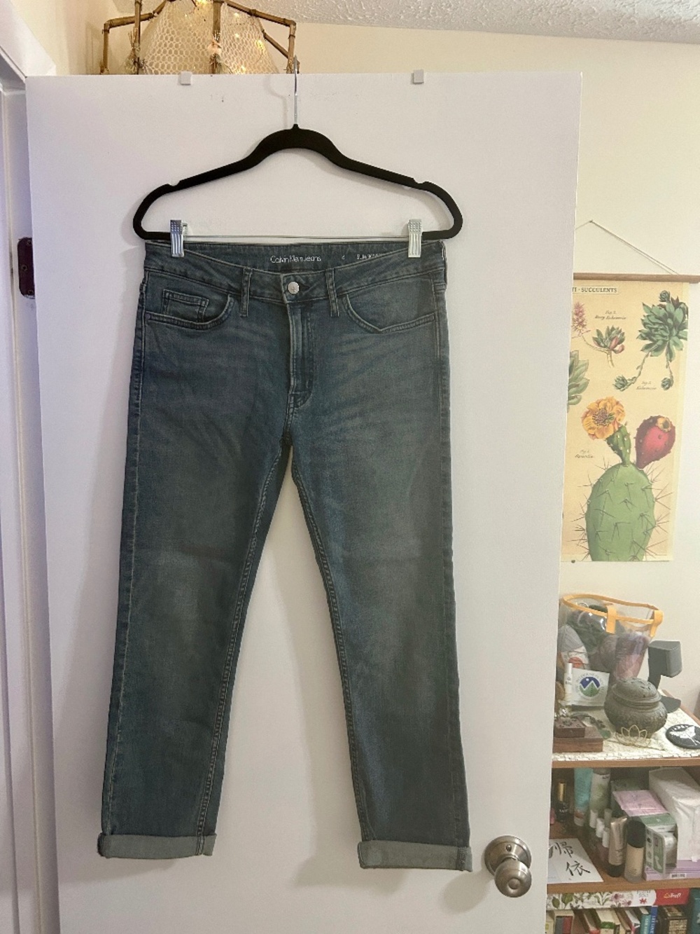 Calvin Klein High Rise Slim Boyfriend Straight Leg Blue Denim Jeans Size 6 EUC